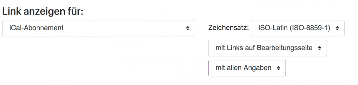 Auswahl iCal-Format