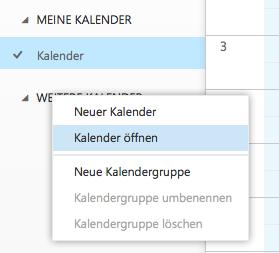 Kalender öffnen