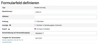 Formularfeld für Lektorin