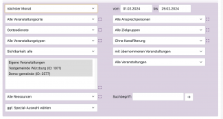 Gottesdienstplan Exporteinstellungen