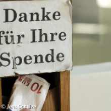 Schild "Danke für Ihre Spende"